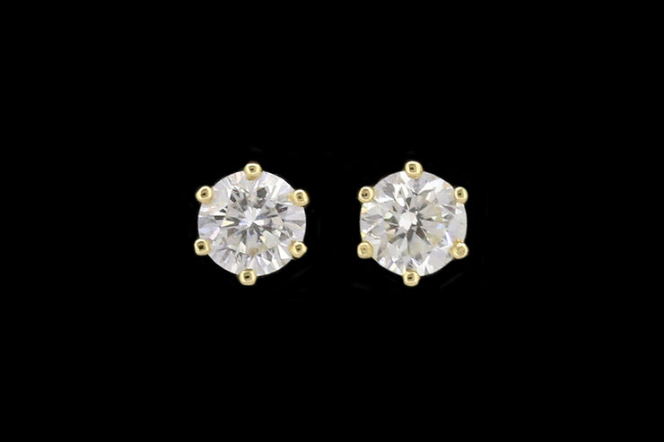 18ct Yellow Gold Diamond Solitaire Stud Earrings