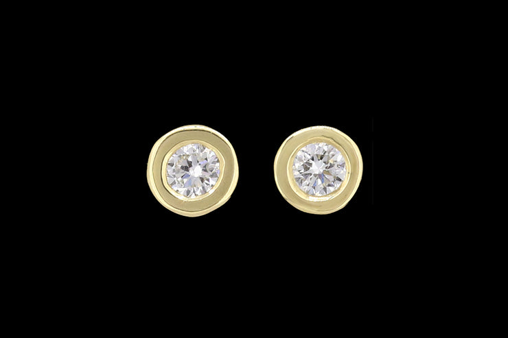 18ct Yellow Gold Diamond Solitaire Stud Earrings