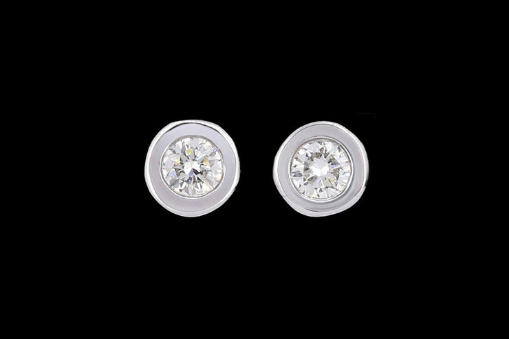18ct White Gold Diamond Solitaire Stud Earrings