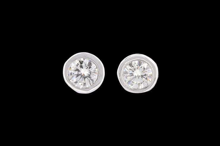 18ct White Gold Diamond Solitaire Stud Earrings