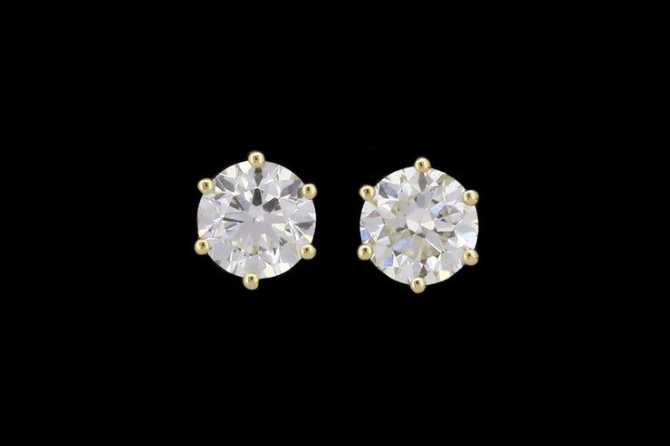 18ct Yellow Gold Diamond Solitaire Stud Earrings