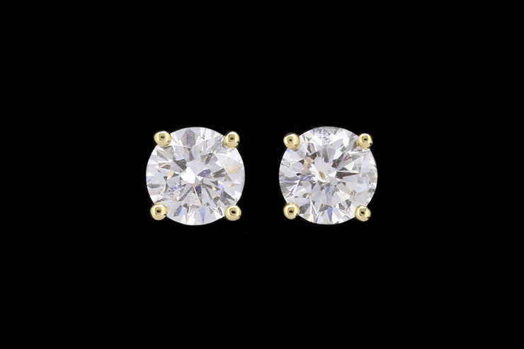 18ct Yellow Gold Diamond Solitaire Stud Earrings