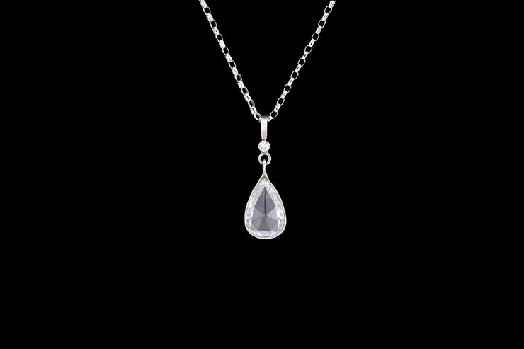 Art Deco 18ct White Gold Diamond Drop Pendant