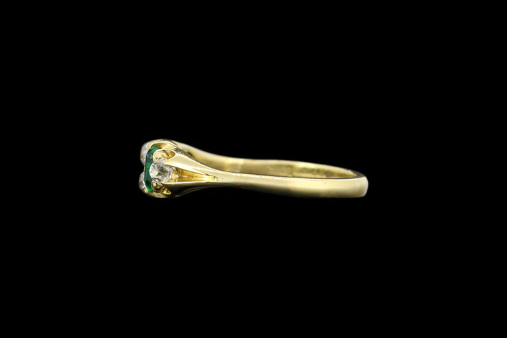 Victorian 18ct Yellow Gold Diamond and Emerald Dress Ring