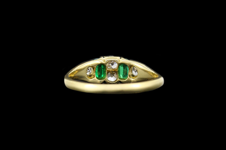 Victorian 18ct Yellow Gold Diamond and Emerald Dress Ring