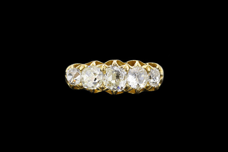 Victorian 18ct Yellow Gold Diamond Graduated Five Stone Ring