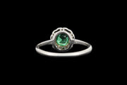 Art Deco Platinum Diamond and Emerald Round Cluster Ring
