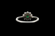 Platinum and 18ct White Gold Diamond and Emerald Cluster Ring