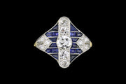 18ct White Gold and Yellow Gold Diamond and Sapphire Dress Ring
