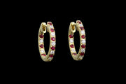 18ct Yellow Gold Diamond and Ruby Hoop Earrings