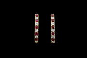 18ct Yellow Gold Diamond and Ruby Hoop Earrings