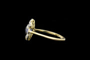 Edwardian 18ct Yellow Gold Diamond and Sapphire Cluster Ring