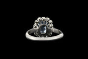 Art Deco Platinum Diamond and Aquamarine Cluster Ring