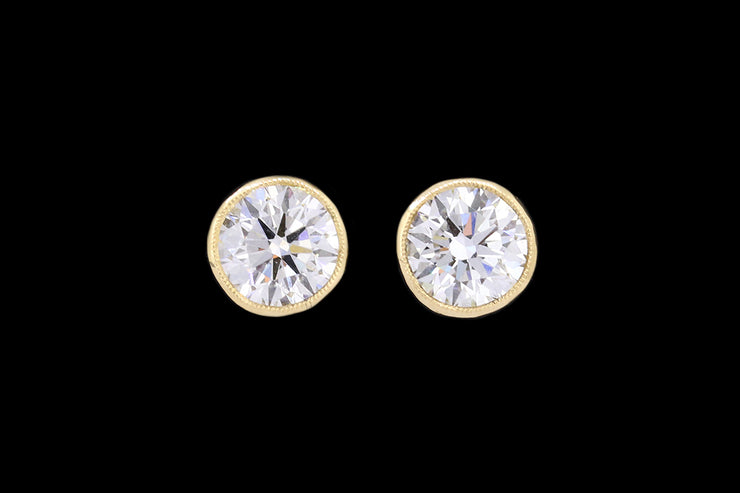 18ct Yellow Gold Diamond Solitaire Stud Earrings