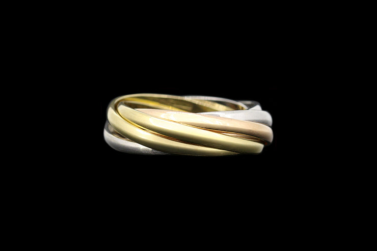 18ct Yellow Gold, White Gold and Rose Gold Russian Wedding Ring