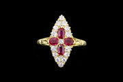 Victorian 18ct Yellow Gold Diamond and Ruby Marquise Dress Ring
