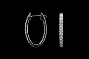 18ct White Gold Diamond Oval Hoop Earrings