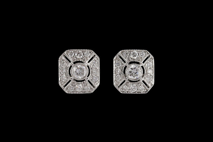 18ct White Gold Diamond Cluster Stud Earrings