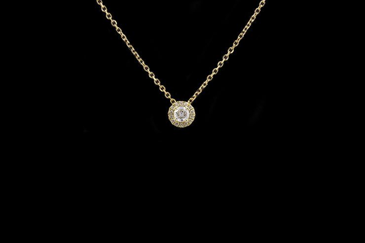 18ct Yellow Gold Diamond Round Cluster Pendant
