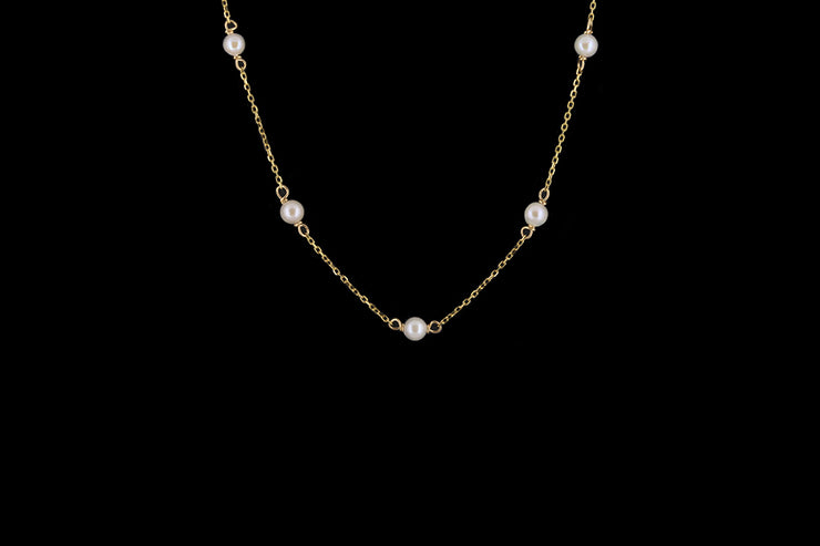 9ct Yellow Gold Cultured Pearl Chain Necklace