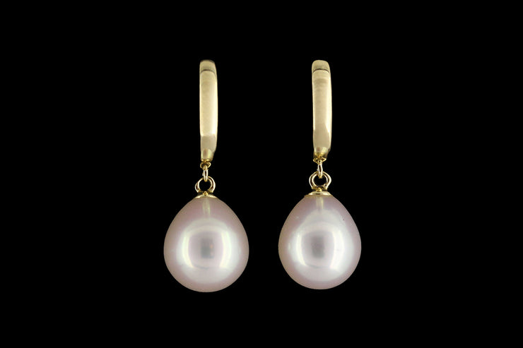 9ct Yellow Gold Freshwater Pearl Hoops Earrings