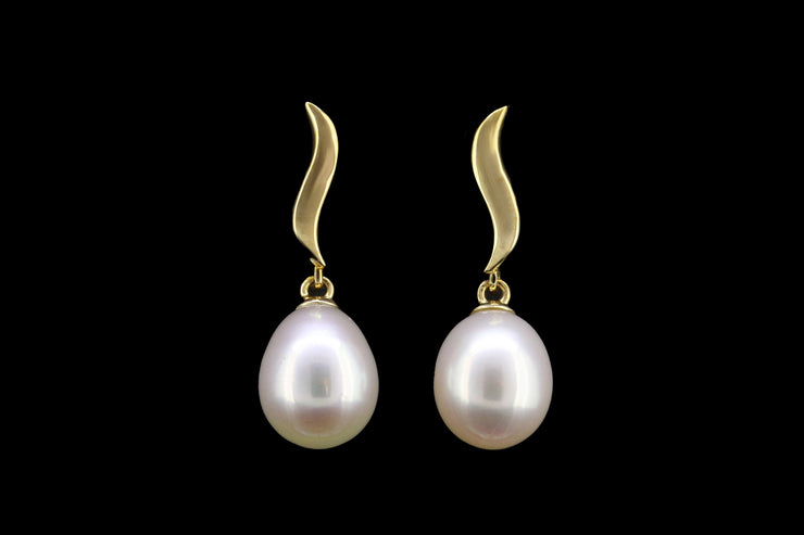 9ct Yellow Gold Freshwater Pearl Drop Earrings