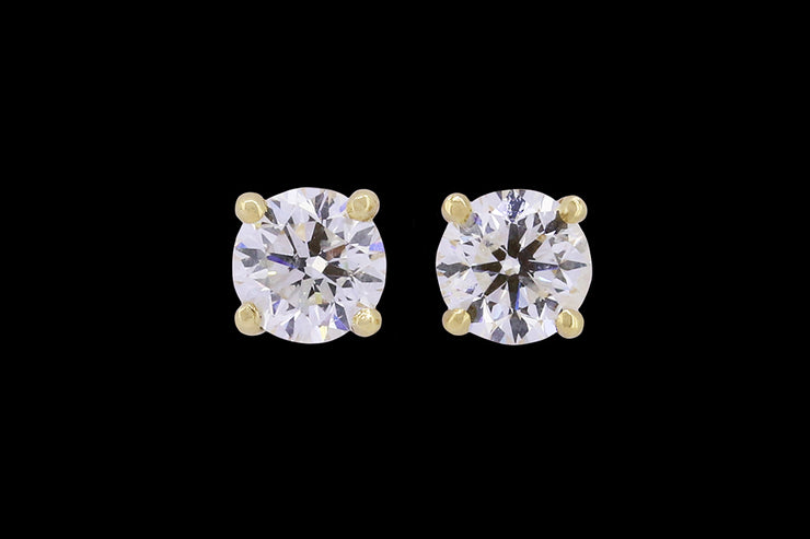 18ct Yellow Gold Diamond Solitaire Stud Earrings