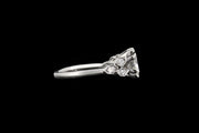 Platinum Diamond Single Stone Ring with Decorative Diamond Shoulders