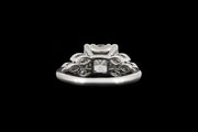 Platinum Diamond Single Stone Ring with Decorative Diamond Shoulders