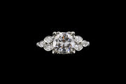 Platinum Diamond Single Stone Ring with Decorative Diamond Shoulders