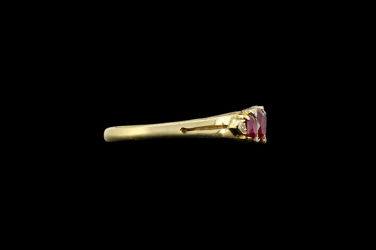 18ct Yellow Gold Graduated Ruby Five Stone Ring with Diamond Sparks