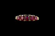 18ct Yellow Gold Graduated Ruby Five Stone Ring with Diamond Sparks