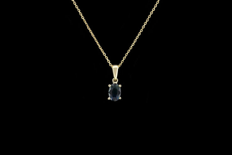 9ct Yellow Gold Oval Sapphire Pendant