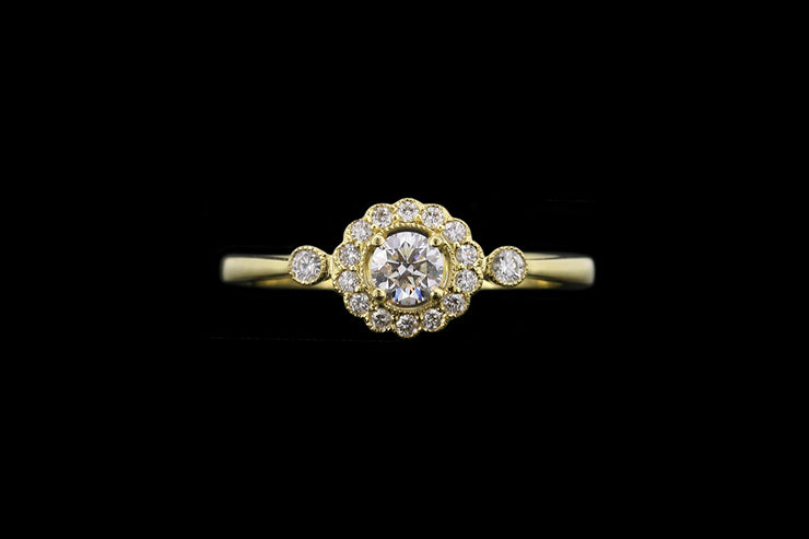 18ct Yellow Gold Diamond Target Ring