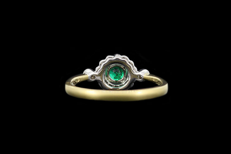 18ct Yellow Gold and White Gold Diamond and Emerald Target Ring