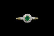 18ct Yellow Gold and White Gold Diamond and Emerald Target Ring