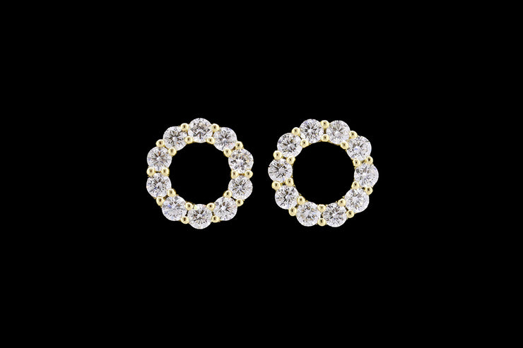 18ct Yellow Gold Diamond Halo Stud Earrings