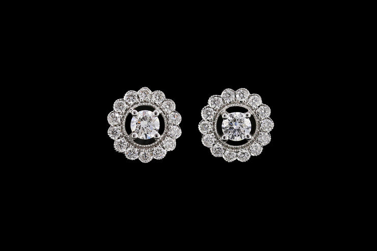 18ct White Gold Diamond Cluster Stud Earrings