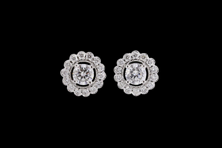 18ct White Gold Diamond Cluster Stud Earrings
