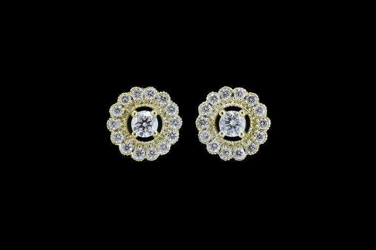 18ct Yellow Gold Diamond Cluster Stud Earrings