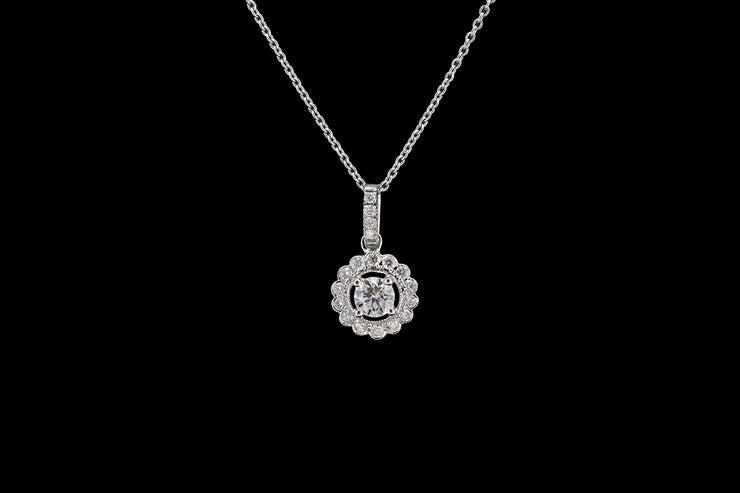 18ct White Gold Diamond Cluster Pendant