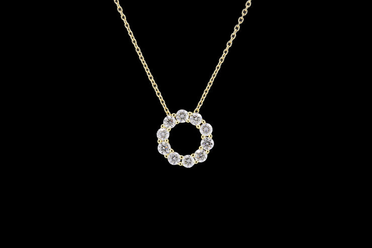18ct Yellow Gold Diamond Halo Pendant