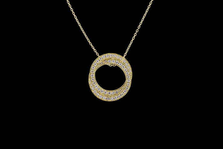 18ct Yellow Gold Diamond Double Halo Pendant