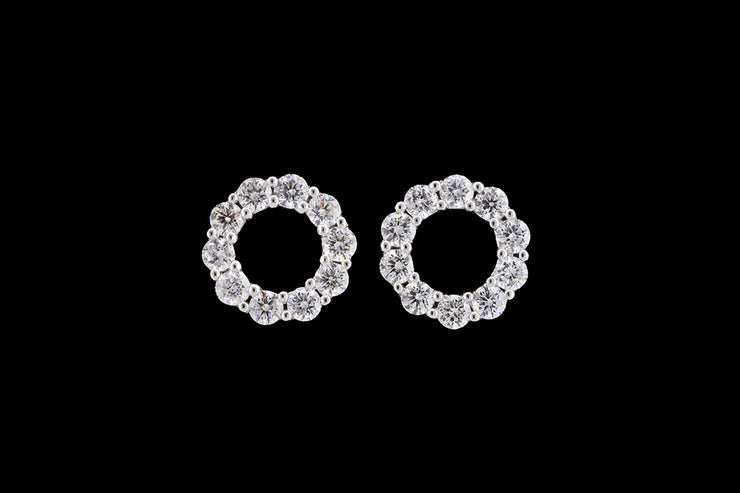 18ct White Gold Diamond Halo Stud Earrings