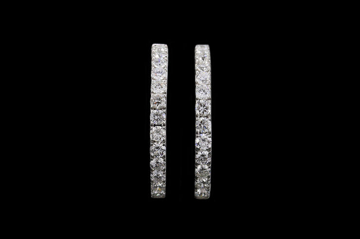 18ct White Gold Diamond Hoop Earrings