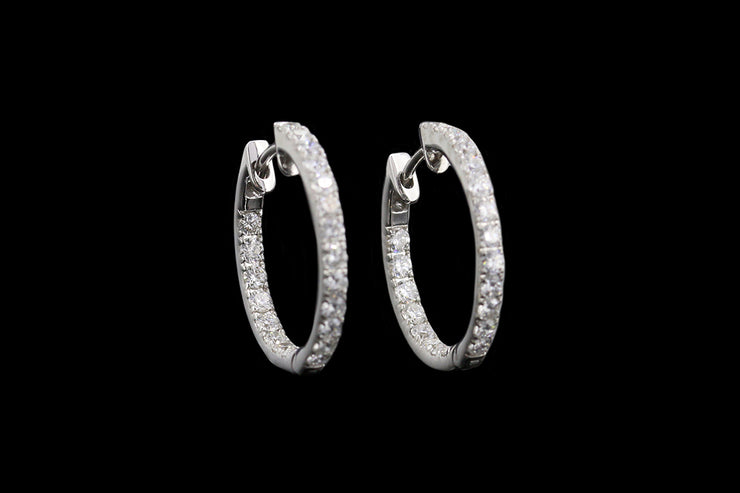 18ct White Gold Diamond Hoop Earrings