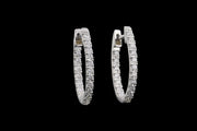 18ct White Gold Diamond Oval Hoop Earrings