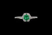 18ct White Gold Diamond and Emerald Cluster Ring