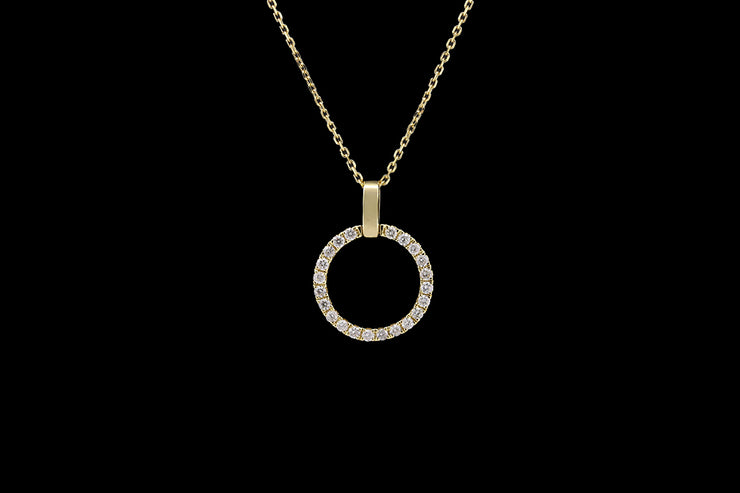 18ct Yellow Gold Diamond Halo Pendant