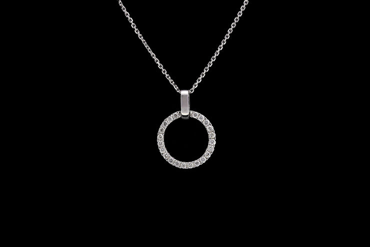 18ct White Gold Diamond Halo Pendant